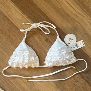 PQ Water Lily Lace Ruffle Triangle Bikini Top